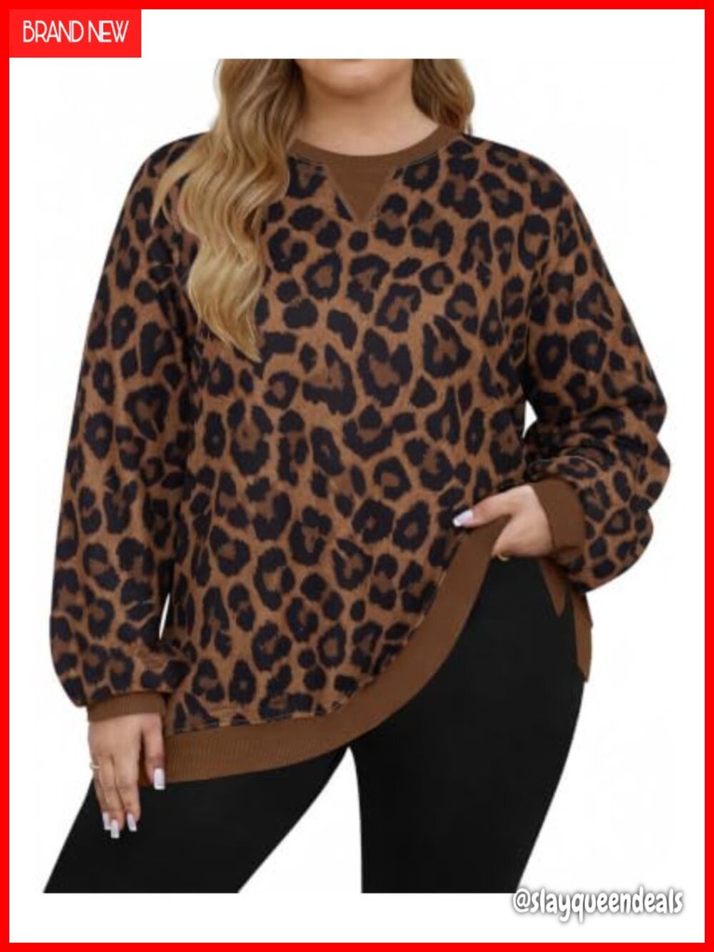 Plus Size Long Sleeve Pullover Sweater Tunic Loose Fit Casual Top